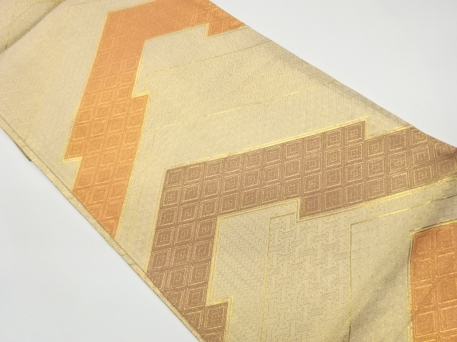 JAPANESE KIMONO / VINTAGE FUKURO OBI / SAGANISHIKI / WOVEN GEOMETRIC PATTERN